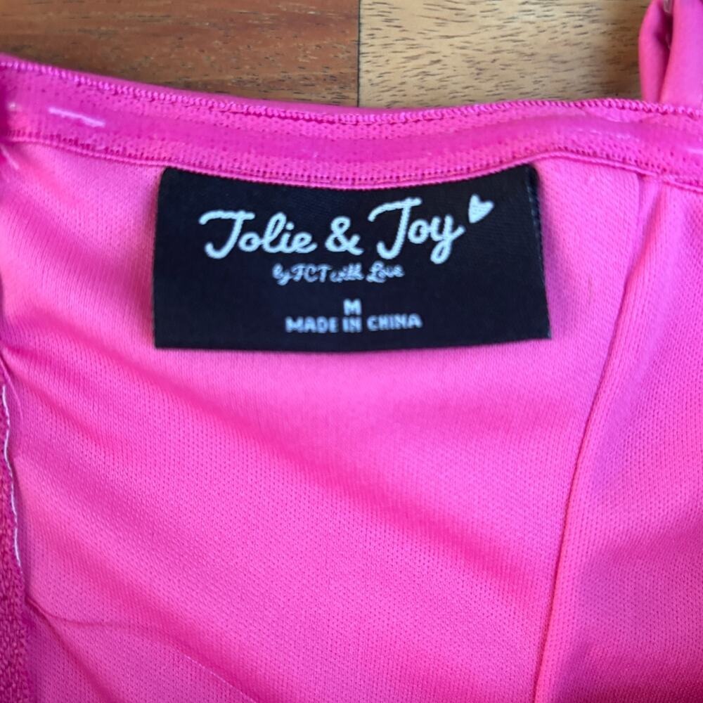 Jolie & Joy Hot Pink Faux Leather Corset Top –‎ Lace-Up Sides – Y2K Style – M - Picture 5 of 6